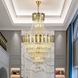 Taps toelopende kristallen hanglamp Prachtige duplex decoratieve plafondlamp