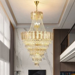Taps toelopende kristallen hanglamp Prachtige duplex decoratieve plafondlamp