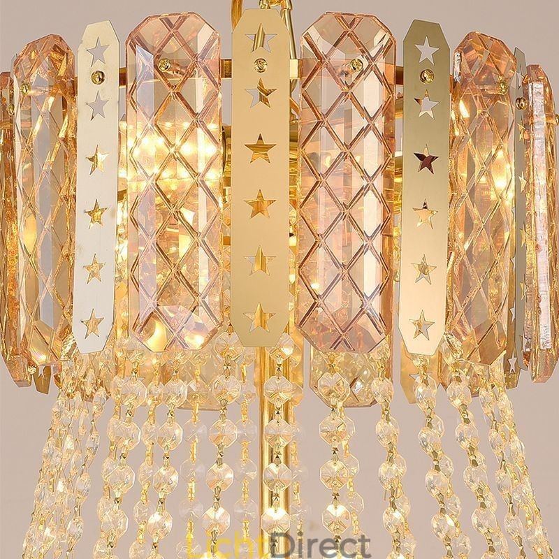 Taps toelopende kristallen hanglamp Prachtige duplex decoratieve plafondlamp