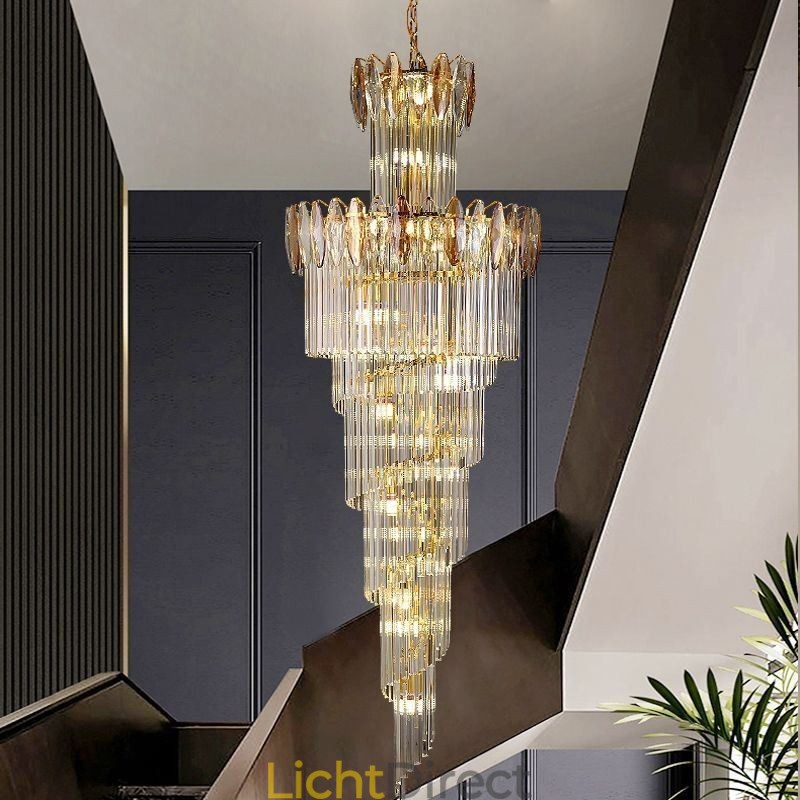 Kristallen hanglamp duplex taps toelopende decoratieve plafondlamp 70cm