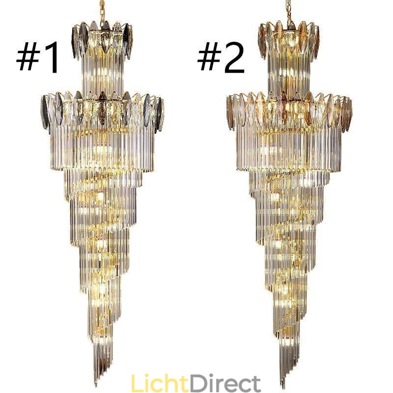Kristallen hanglamp duplex taps toelopende decoratieve plafondlamp 70cm