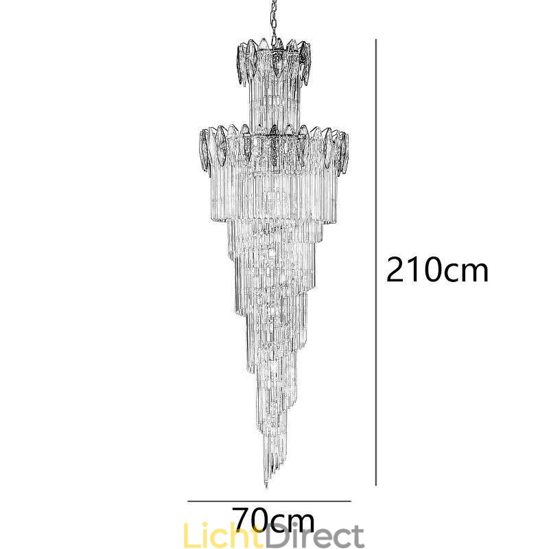 Kristallen hanglamp duplex taps toelopende decoratieve plafondlamp 70cm