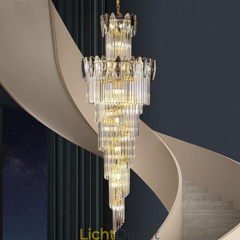 Kristallen hanglamp duplex taps toelopende decoratieve plafondlamp 70cm