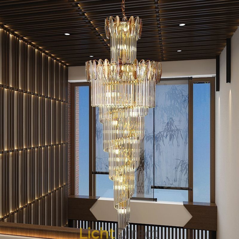 Kristallen hanglamp duplex taps toelopende decoratieve plafondlamp 70cm