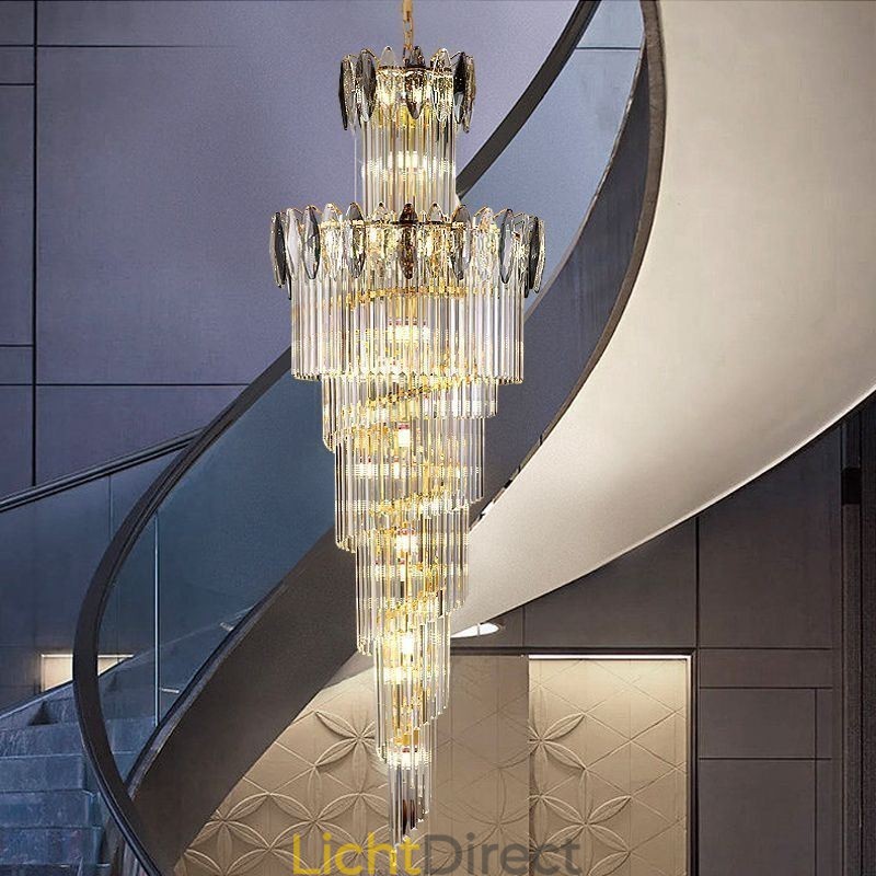 Kristallen hanglamp duplex taps toelopende decoratieve plafondlamp 70cm