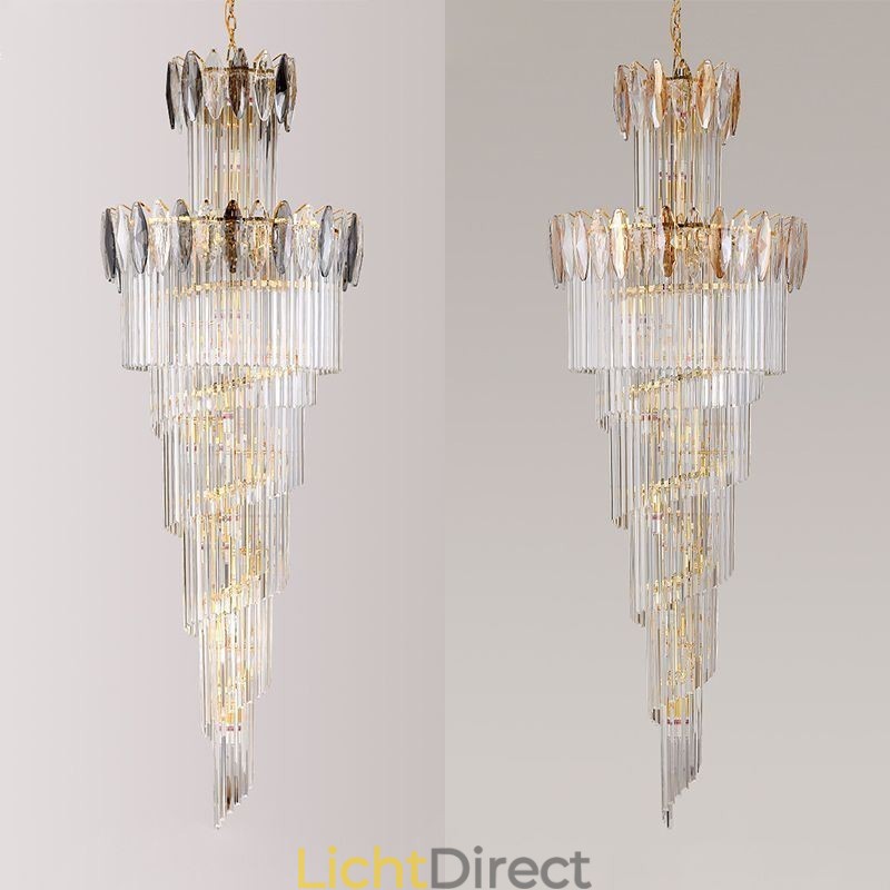 Kristallen hanglamp duplex taps toelopende decoratieve plafondlamp 70cm