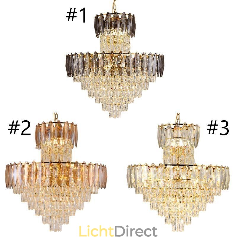 Taps toelopende kristallen hanglamp duplex decoratieve plafondlamp 80cm