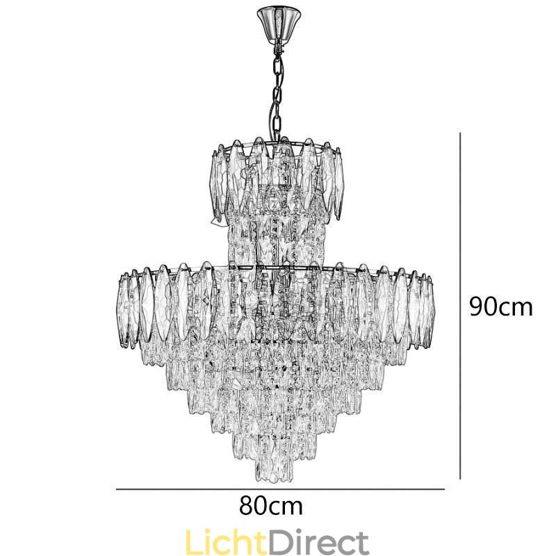 Taps toelopende kristallen hanglamp duplex decoratieve plafondlamp 80cm