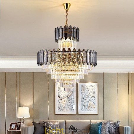 Taps toelopende kristallen hanglamp duplex decoratieve plafondlamp Taps toelopende kristallen hanglamp duplex decoratieve plafondlamp