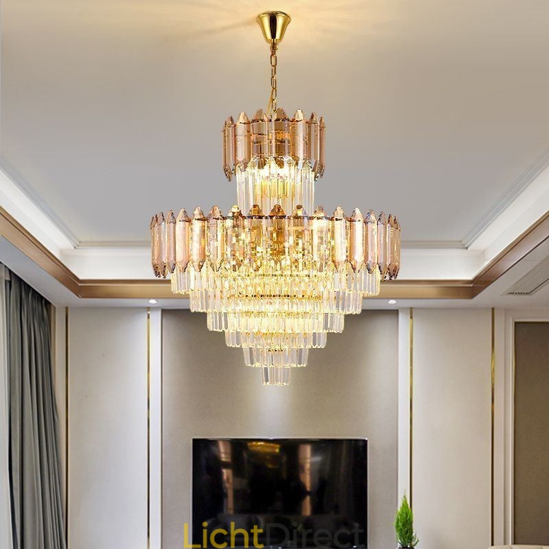 Taps toelopende kristallen hanglamp duplex decoratieve plafondlamp