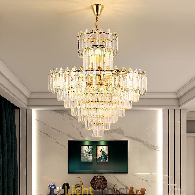 Taps toelopende kristallen hanglamp duplex decoratieve plafondlamp