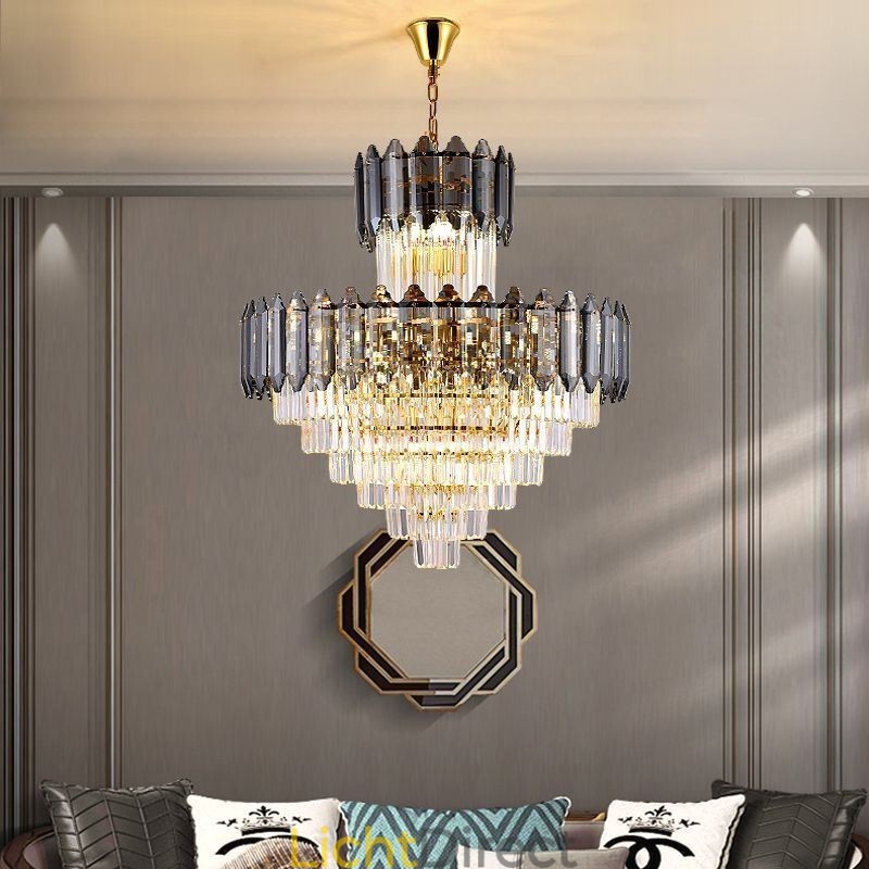 Taps toelopende kristallen hanglamp duplex decoratieve plafondlamp