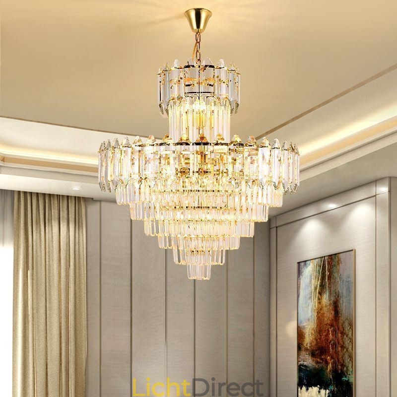 Taps toelopende kristallen hanglamp duplex decoratieve plafondlamp