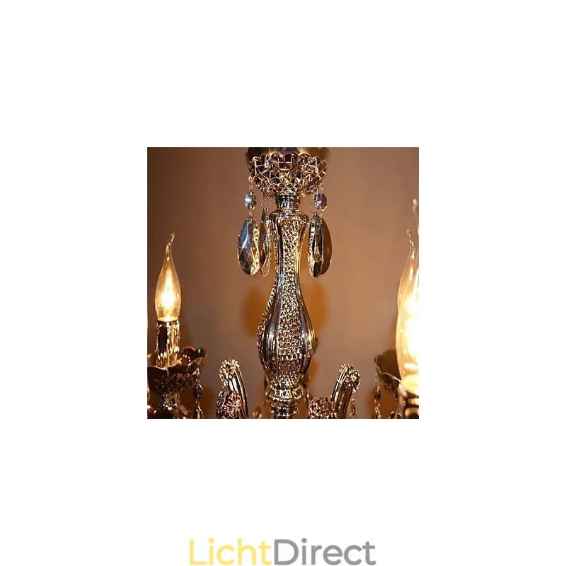 Moderne zilveren kroonluchter in acryl kristalstijl met 5 lampen