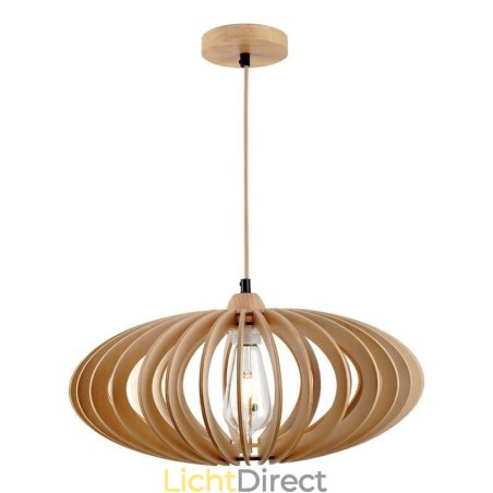 Log Basswood Plafondlamp 17cm Ovale Houten Lampenkap