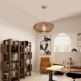 Log Basswood Plafondlamp 17cm Ovale Houten Lampenkap