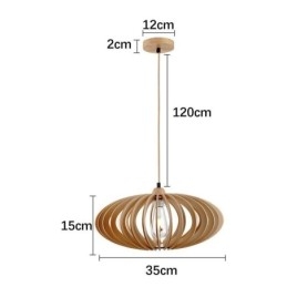 Log Basswood Plafondlamp 17cm Ovale Houten Lampenkap