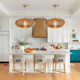 Log Basswood Plafondlamp 17cm Ovale Houten Lampenkap