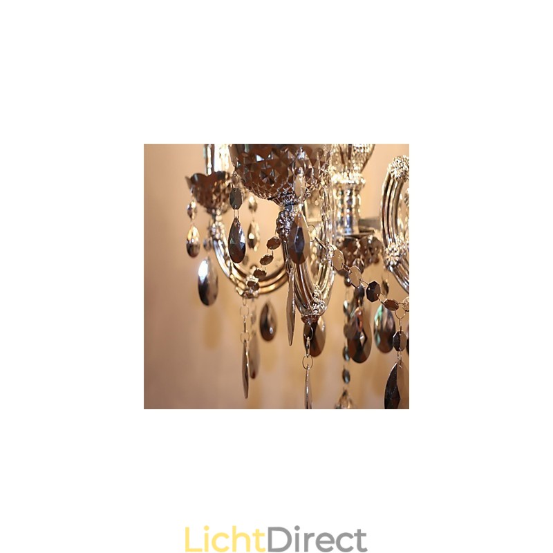 Moderne zilveren kroonluchter in acryl kristalstijl met 5 lampen
