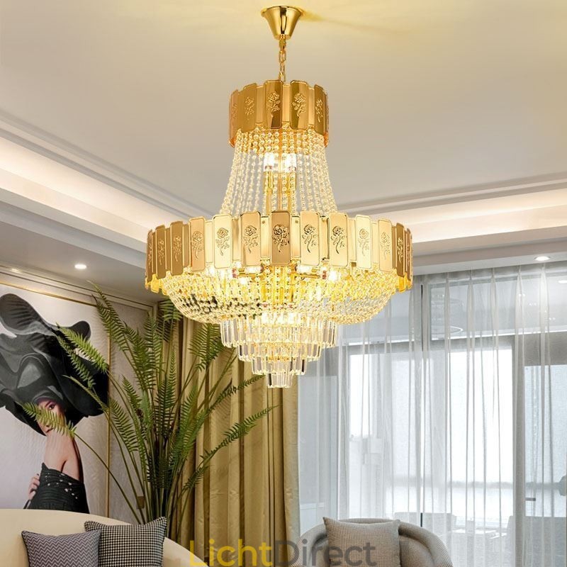 Gouden Kristallen Hanglamp Elegante Decoratieve Plafondlamp