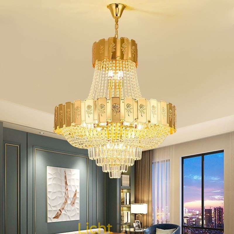 Gouden Kristallen Hanglamp Elegante Decoratieve Plafondlamp