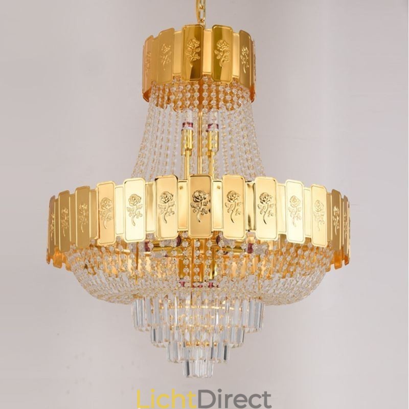 Gouden Kristallen Hanglamp Elegante Decoratieve Plafondlamp