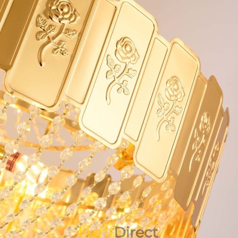 Gouden Kristallen Hanglamp Elegante Decoratieve Plafondlamp