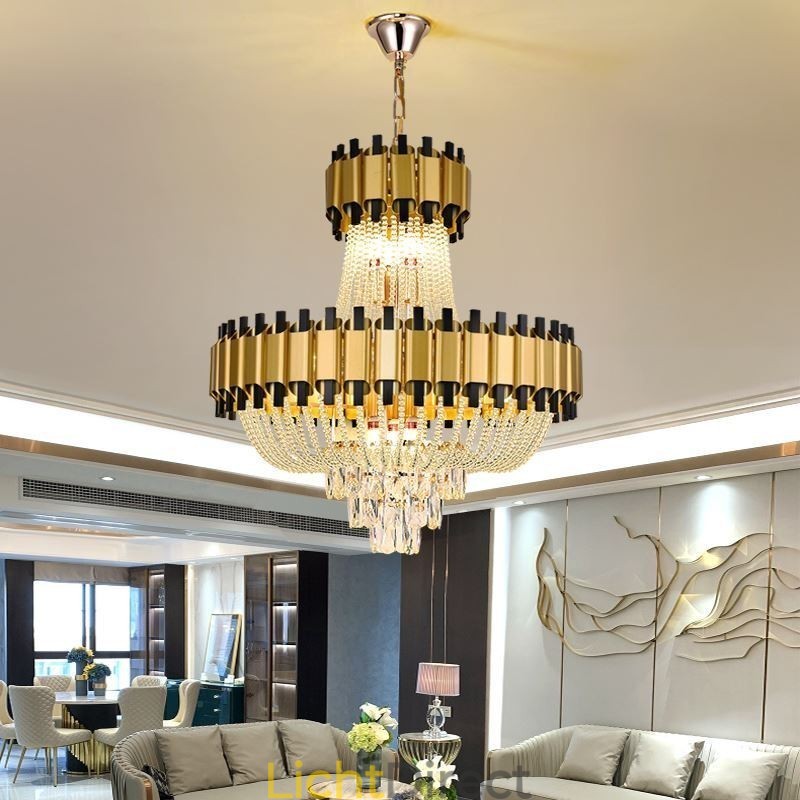 Kristallen hanglamp goud luxe decoratieve plafondlamp