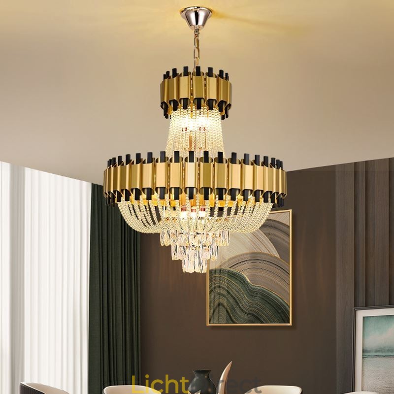 Kristallen hanglamp goud luxe decoratieve plafondlamp