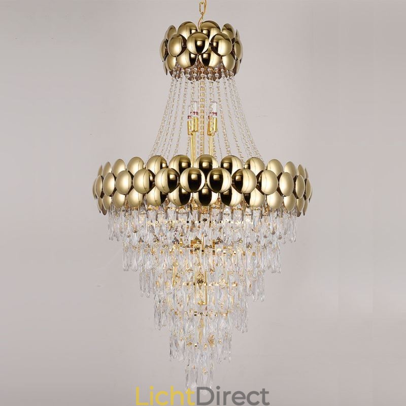 Kristallen hanglamp gegalvaniseerd goud duplex luxe decoratieve plafondlamp 80cm