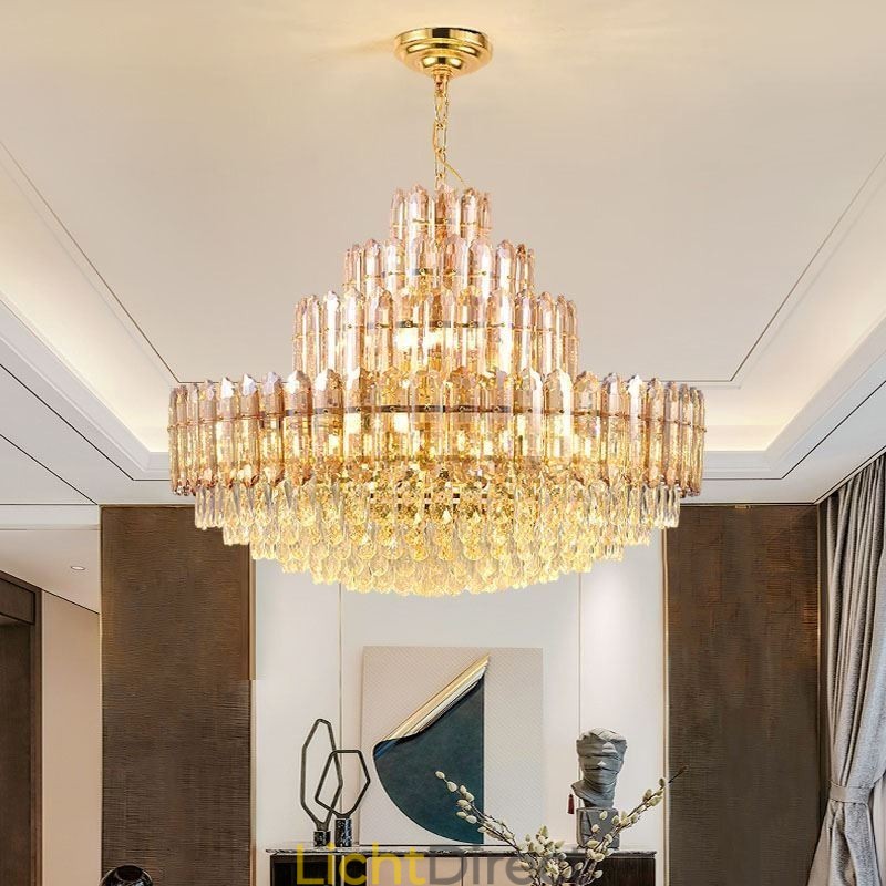 Kristallen hanglamp vier lagen luxe decoratieve plafondlamp 80cm