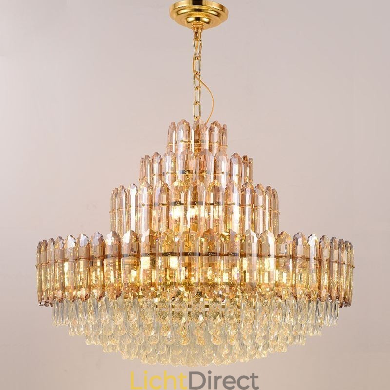 Kristallen hanglamp vier lagen luxe decoratieve plafondlamp 80cm