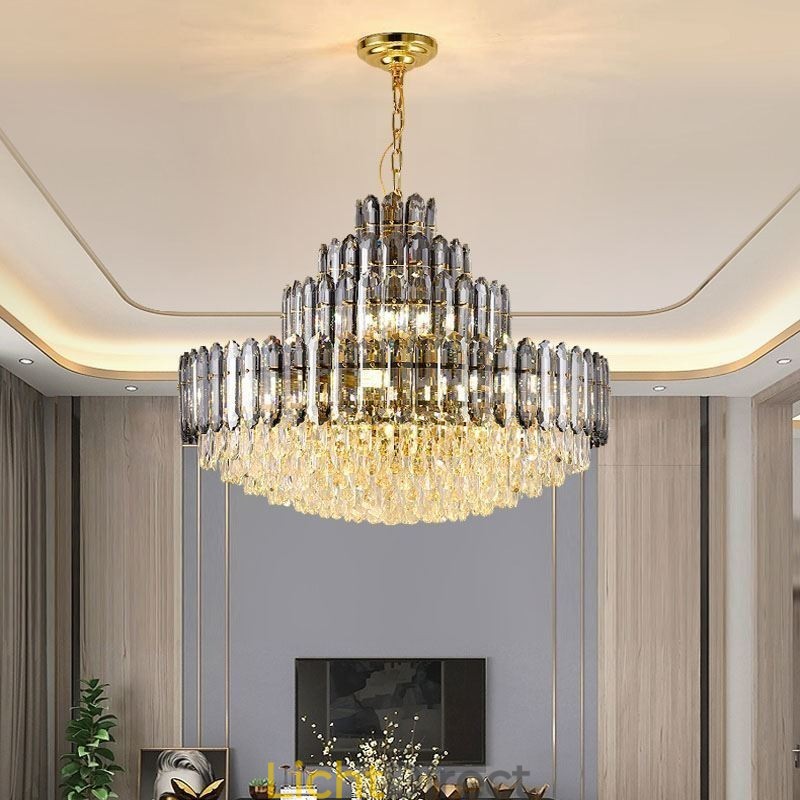Kristallen hanglamp vier lagen luxe decoratieve plafondlamp 80cm