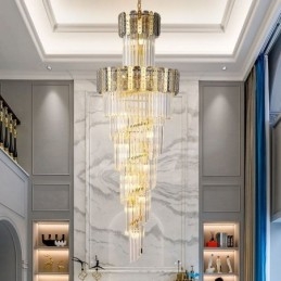 Gouden Kristallen Hanglamp Luxe Decoratieve Plafondlamp 60*H180cm