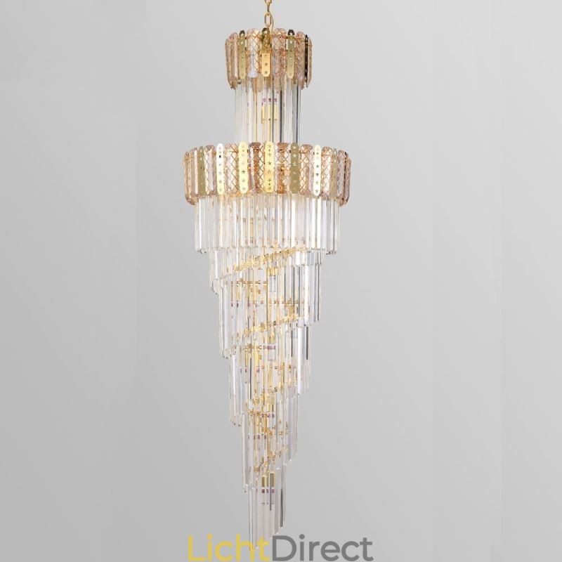 Gouden Kristallen Hanglamp Luxe Decoratieve Plafondlamp 60*H180cm