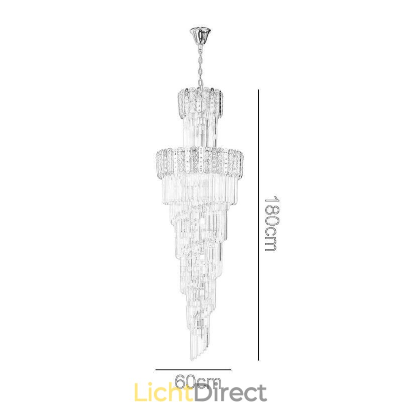 Gouden Kristallen Hanglamp Luxe Decoratieve Plafondlamp 60*H180cm