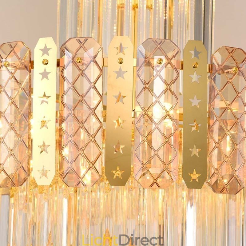 Gouden Kristallen Hanglamp Luxe Decoratieve Plafondlamp 60*H180cm