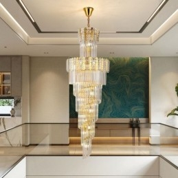 Gouden Kristallen Hanglamp Luxe Decoratieve Plafondlamp 60*H180cm