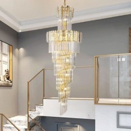 Gouden Kristallen Hanglamp Luxe Decoratieve Plafondlamp 60*H180cm