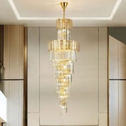 Gouden Kristallen Hanglamp Luxe Decoratieve Plafondlamp 60*H180cm