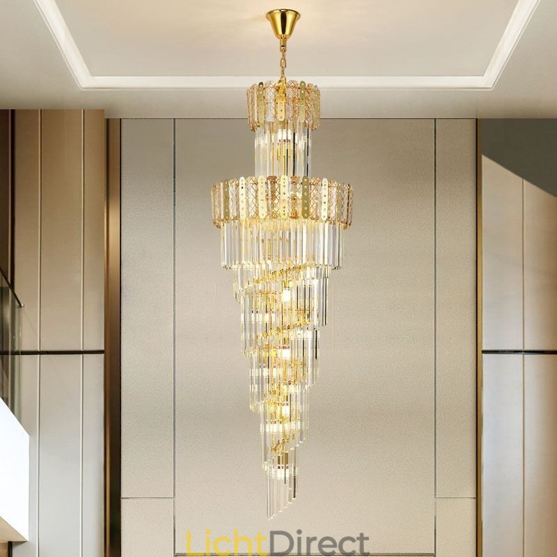 Gouden Kristallen Hanglamp Luxe Decoratieve Plafondlamp 60*H180cm