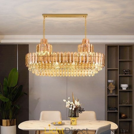 Kristallen hanglamp rechthoekig luxe decoratieve plafondlamp 100cm Kristallen hanglamp rechthoekig luxe decoratieve plafondlamp 100cm