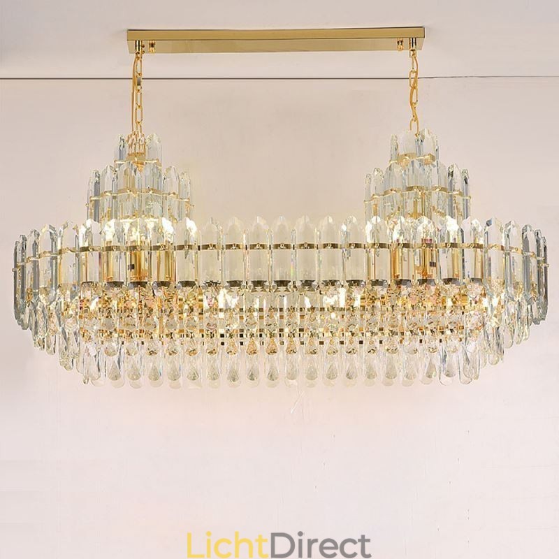 Kristallen hanglamp rechthoekig luxe decoratieve plafondlamp 100cm