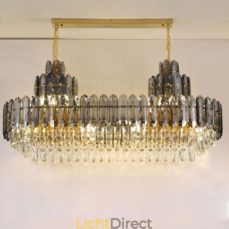 Kristallen hanglamp rechthoekig luxe decoratieve plafondlamp 100cm