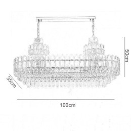 Kristallen hanglamp rechthoekig luxe decoratieve plafondlamp 100cm