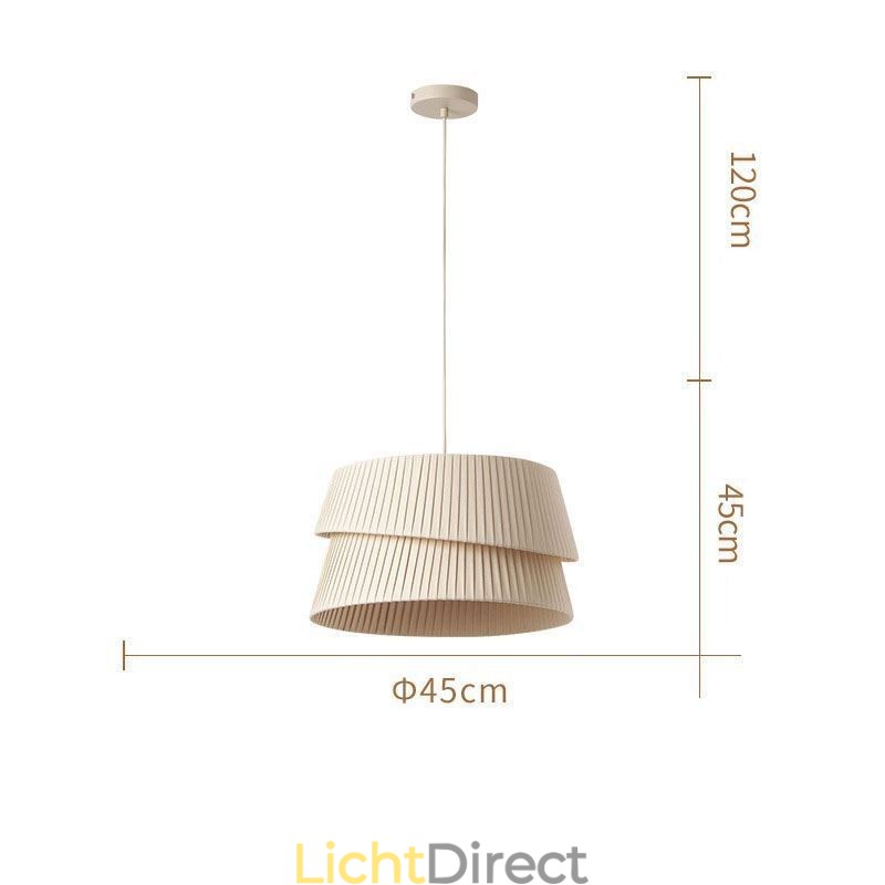 Hanglamp Franse crème stijl dubbele laag stoffen lampenkap plafondlamp