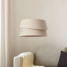 Hanglamp Franse crème stijl dubbele laag stoffen lampenkap plafondlamp
