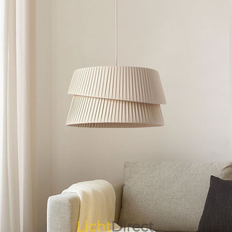 Hanglamp Franse crème stijl dubbele laag stoffen lampenkap plafondlamp