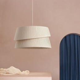 Hanglamp Franse crème stijl dubbele laag stoffen lampenkap plafondlamp