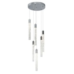 Hanglamp Chroom Kristal Kolom Cluster Plafondlamp